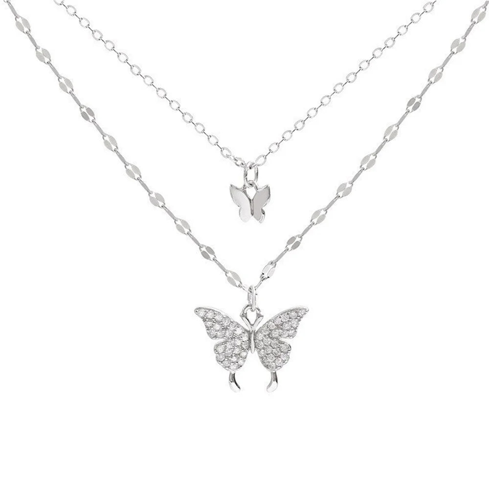 Exclusive Butterfly Necklace with Double Chain