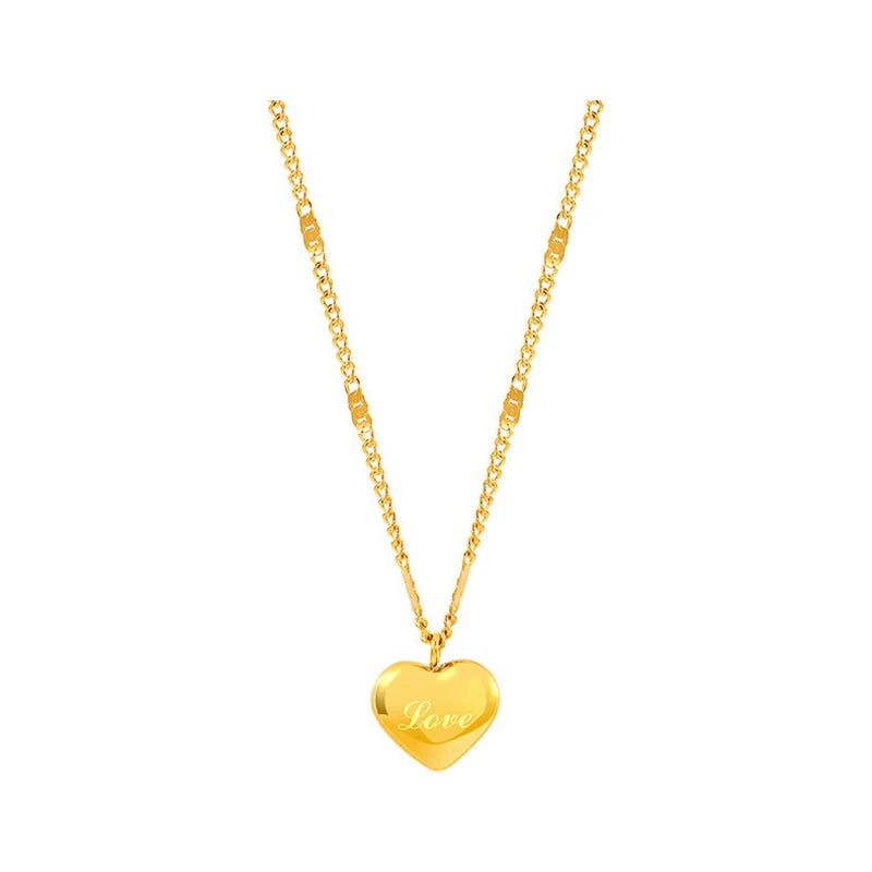 Gold Necklace with Heart Pendant