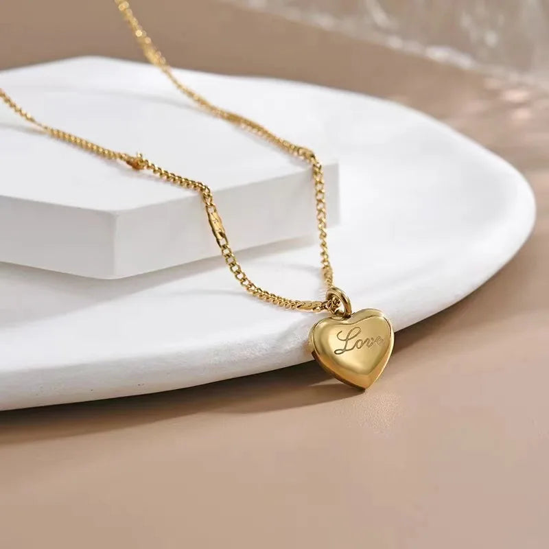 Gold Necklace with Heart Pendant