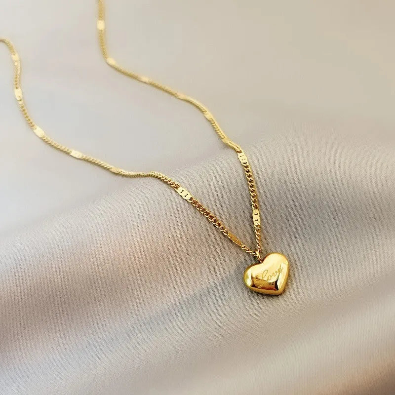 Gold Necklace with Heart Pendant