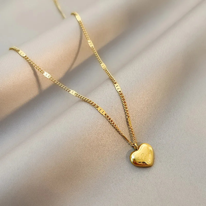 Gold Necklace with Heart Pendant