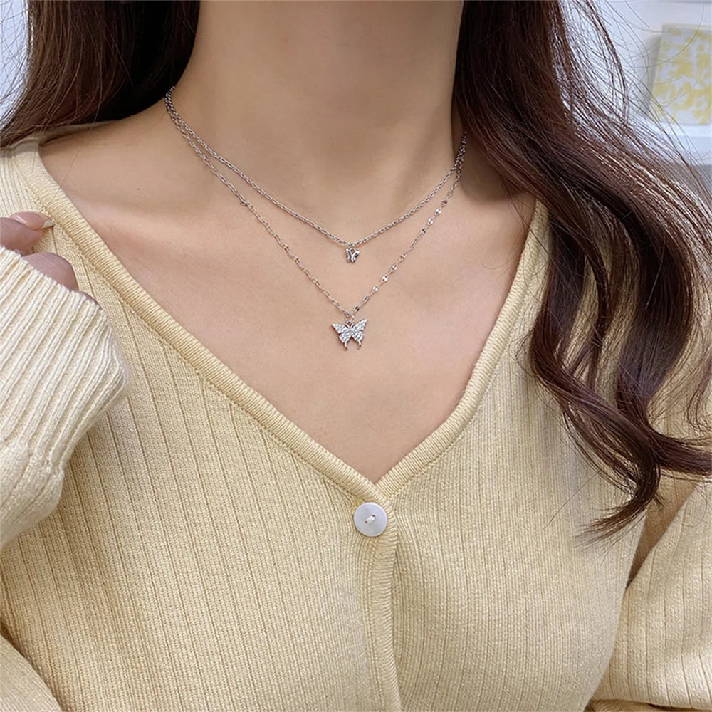 Exclusive Butterfly Necklace with Double Chain